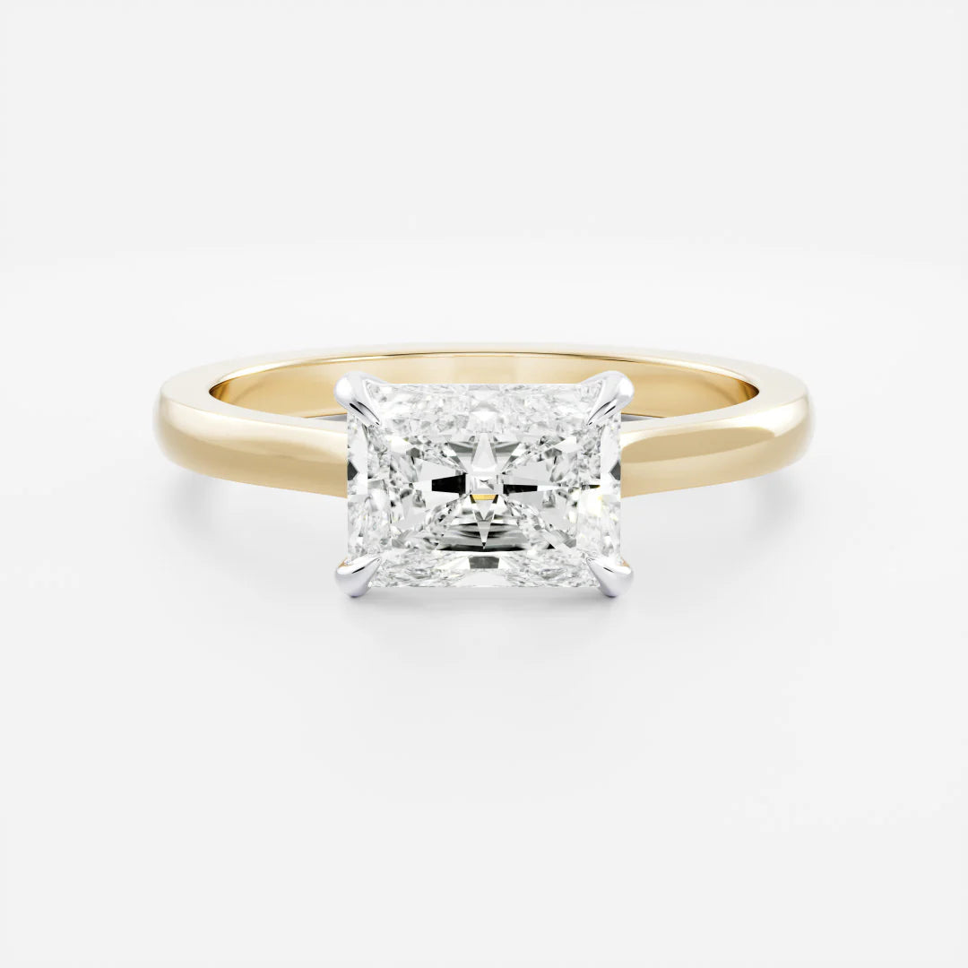 1.0CT East West Radiant Lab Grown Diamond Solitaire Engagement Ring