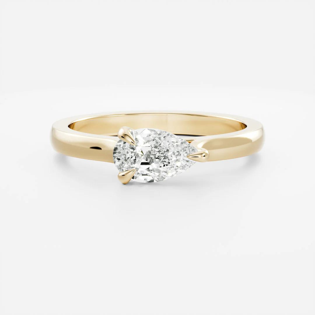 1.0CT East West Pear Lab Grown Diamond Cathedral Engagement Ring