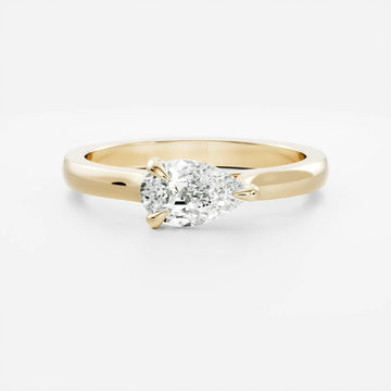 1.0CT East West Pear Lab Grown Diamond Cathedral Engagement Ring