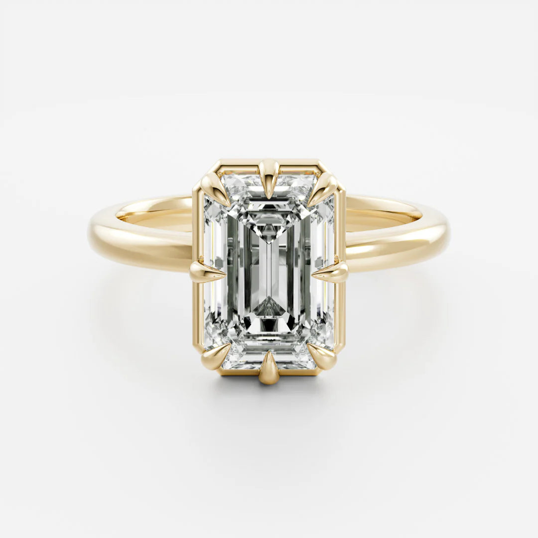 2.50CT Emerald Cut Lab Grown Diamond Bezel Solitaire Engagement Ring