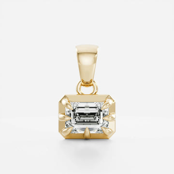 1.0CT Bezel Set Emerald Cut Lab Grown Diamond Georgian Style Pendant