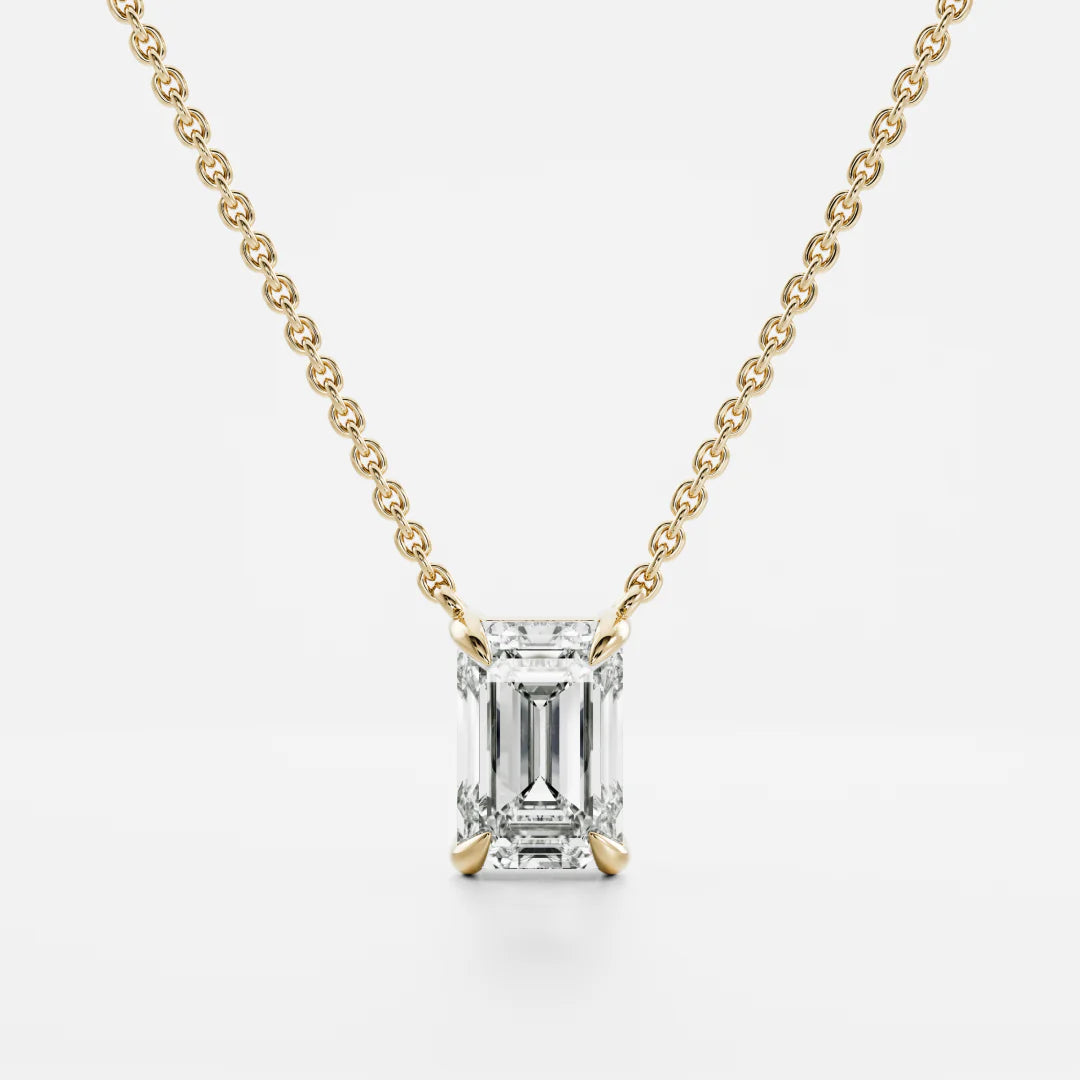 1.0CT Emerald Cut Lab Grown Diamond Pendant Necklace