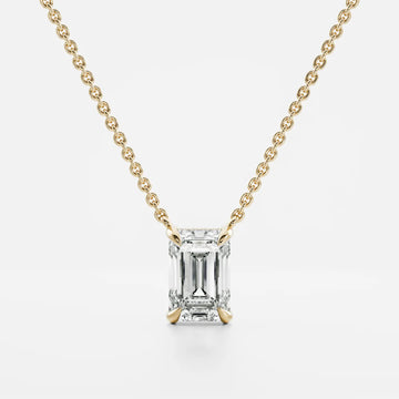 1.0CT Emerald Cut Lab Grown Diamond Pendant Necklace