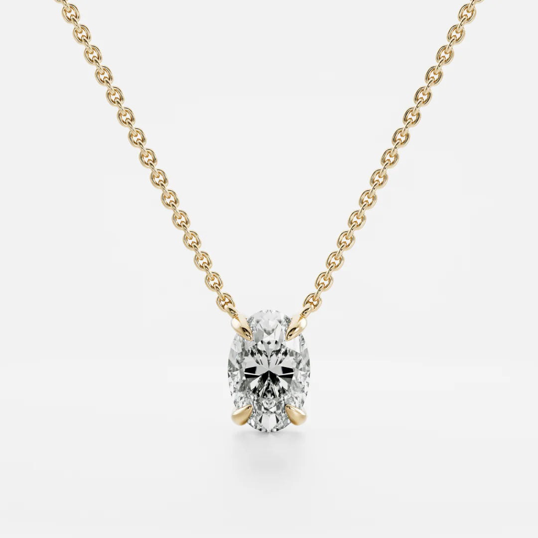1.0CT Oval Cut Lab Grown Diamond Pendant Necklace