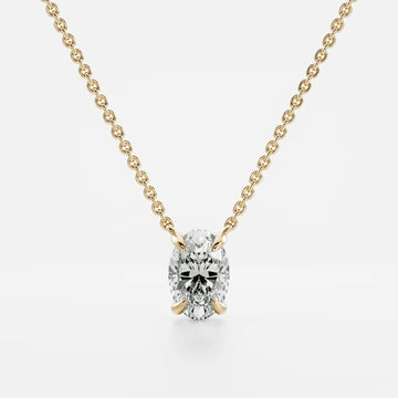 1.0CT Oval Cut Lab Grown Diamond Pendant Necklace