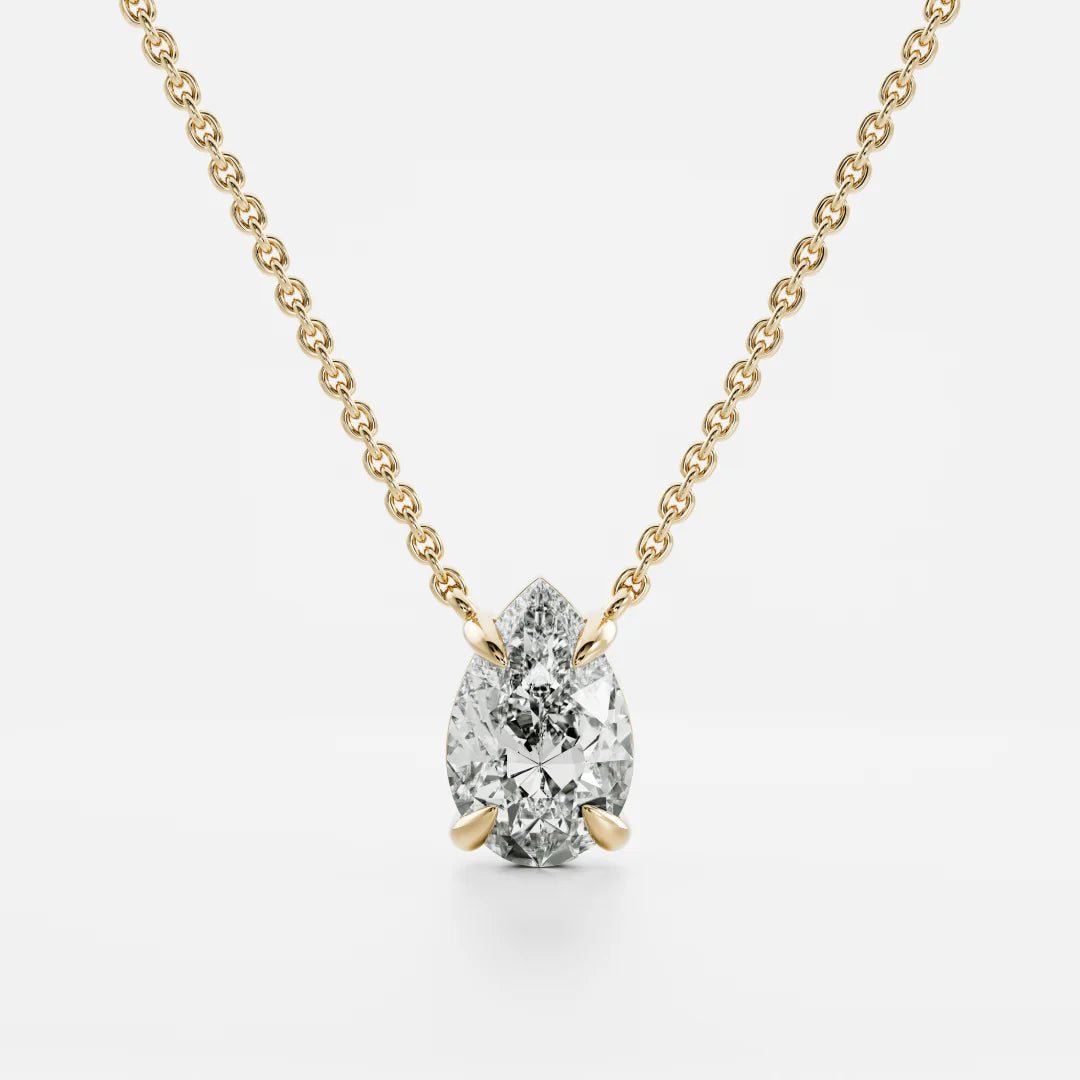 1.0CT Pear Cut Lab Grown Diamond Pendant Necklace