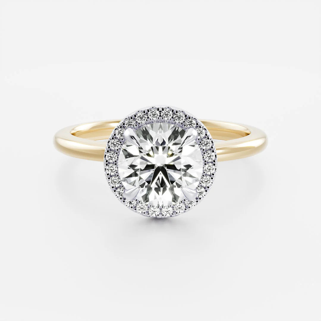 1.0CT Round Lab Grown Diamond Halo Solitaire Engagement Ring
