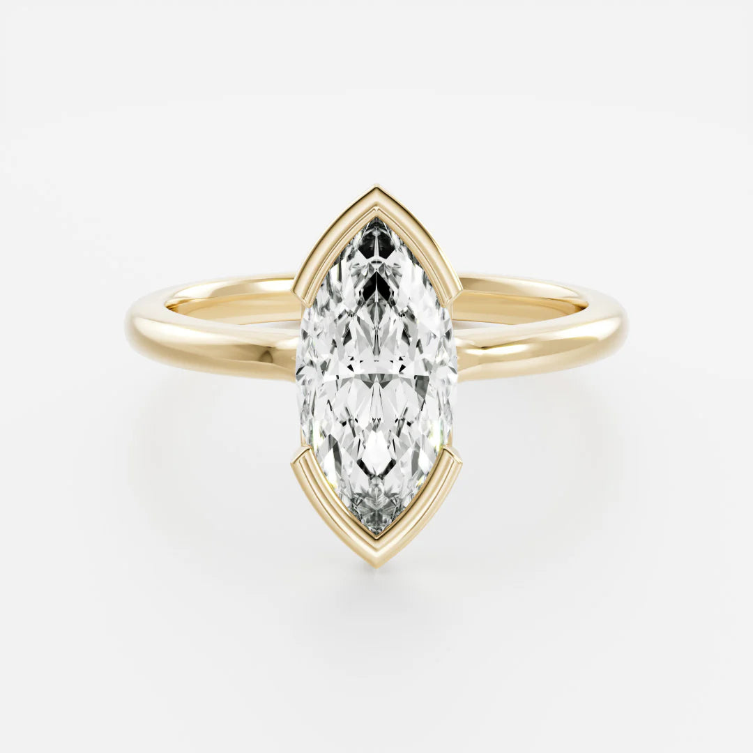 2.0CT Marquise Lab Grown Diamond Half Bezel Engagement Ring
