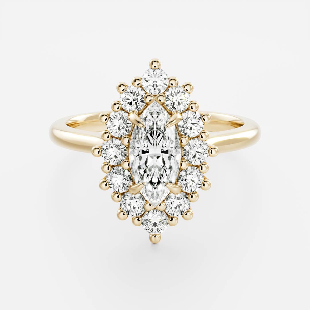 1.0CT Marquise Lab Grown Diamond Halo Cluster Engagement Ring