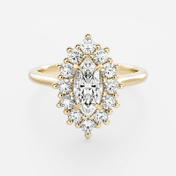 1.0CT Marquise Lab Grown Diamond Halo Cluster Engagement Ring