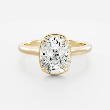 1.50CT Bezel Set Elongated Cushion Cut Lab Grown Diamond Solitaire Engagement Ring