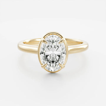 2.50CT Bezel Set Oval Cut Lab Grown Diamond Solitaire Engagement Ring