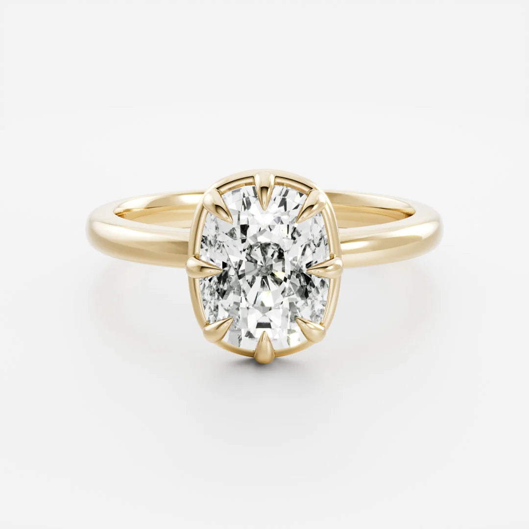 1.50CT Elongated Cushion Cut Lab Grown Diamond Bezel Solitaire Engagement Ring
