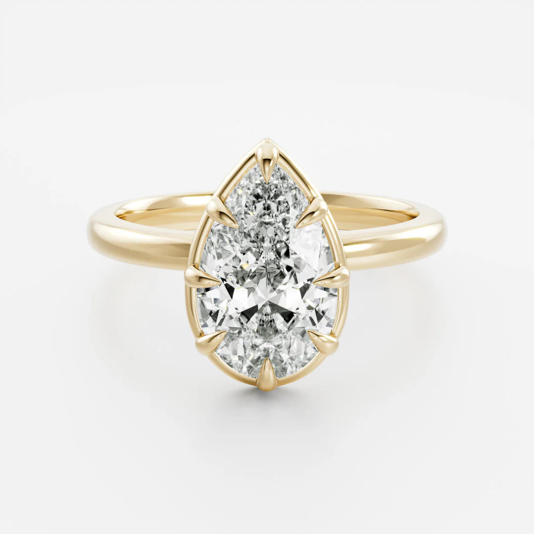 2.50CT Pear Cut Lab Grown Diamond Bezel Solitaire Engagement Ring