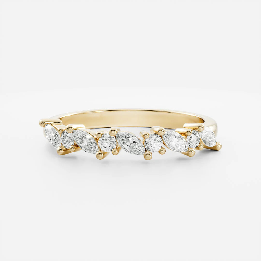 Marquise and Round Lab Grown Diamond Cluster Wedding Band