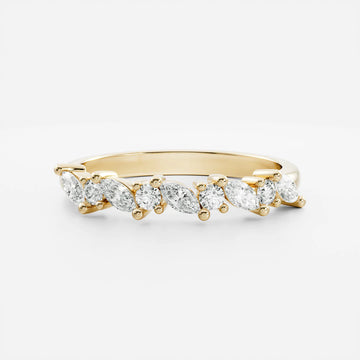 Marquise and Round Lab Grown Diamond Cluster Wedding Band