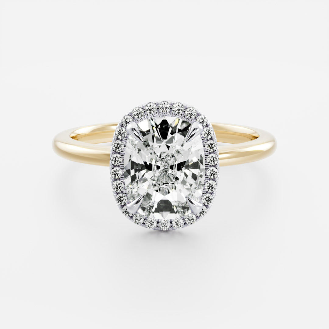 1.0CT Elongated Cushion Lab Grown Diamond Halo Solitaire Engagement Ring
