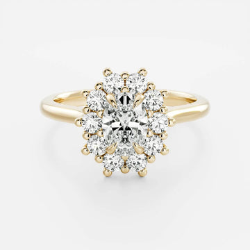1.0CT Oval Lab Grown Diamond Halo Cluster Engagement Ring