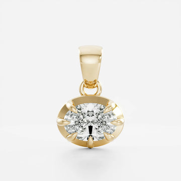 1.0CT Oval Lab Grown Diamond Georgian Style Cut-Down Bezel Pendant
