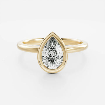 1.0CT Bezel Set Pear Cut Lab Grown Diamond Solitaire Engagement Ring
