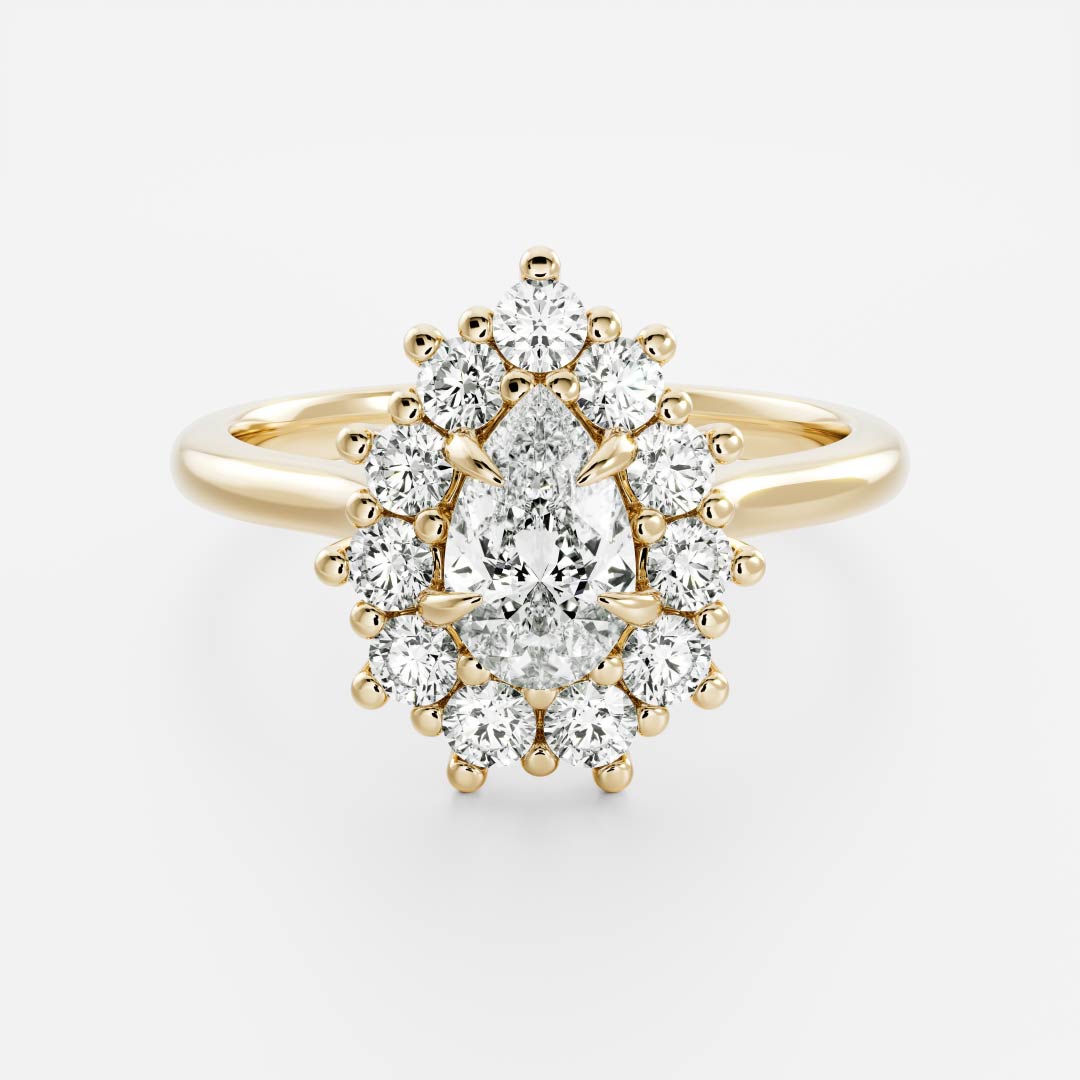 1.0CT Pear Lab Grown Diamond Halo Cluster Engagement Ring