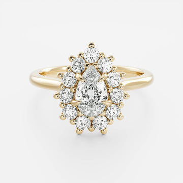 1.0CT Pear Lab Grown Diamond Halo Cluster Engagement Ring