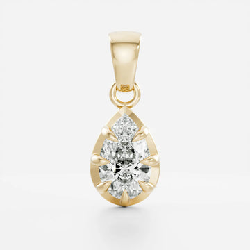 1.0CT Bezel Set Pear Cut Lab Grown Diamond Cut-Down Georgian Style Pendant