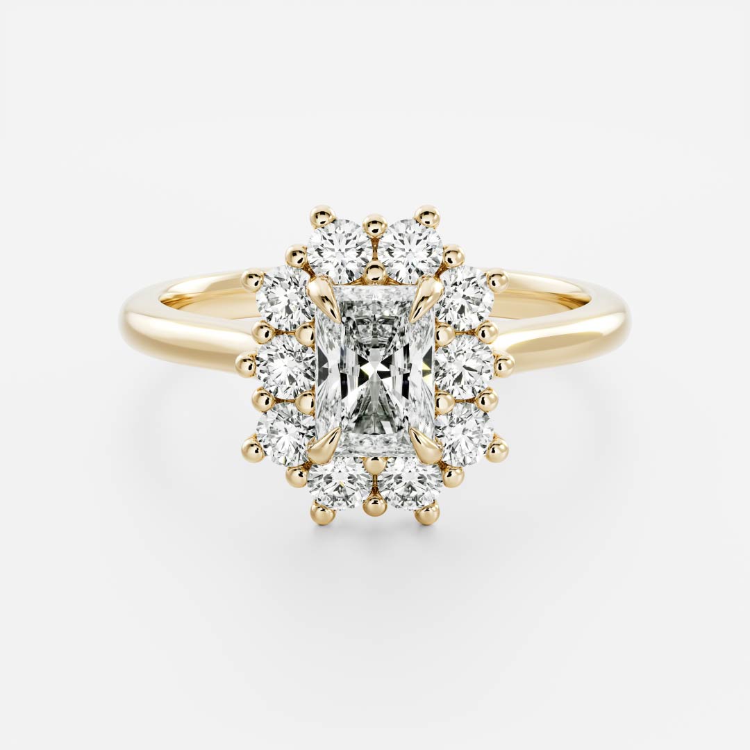 1.0CT Radiant Lab Grown Diamond Halo Cluster Engagement Ring