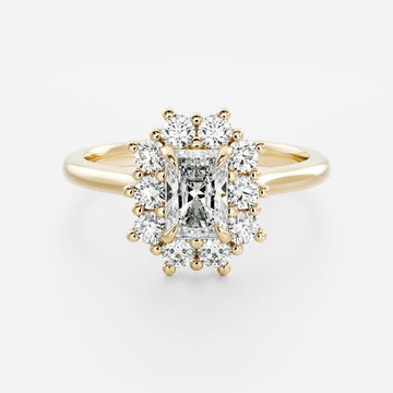 1.0CT Radiant Lab Grown Diamond Halo Cluster Engagement Ring