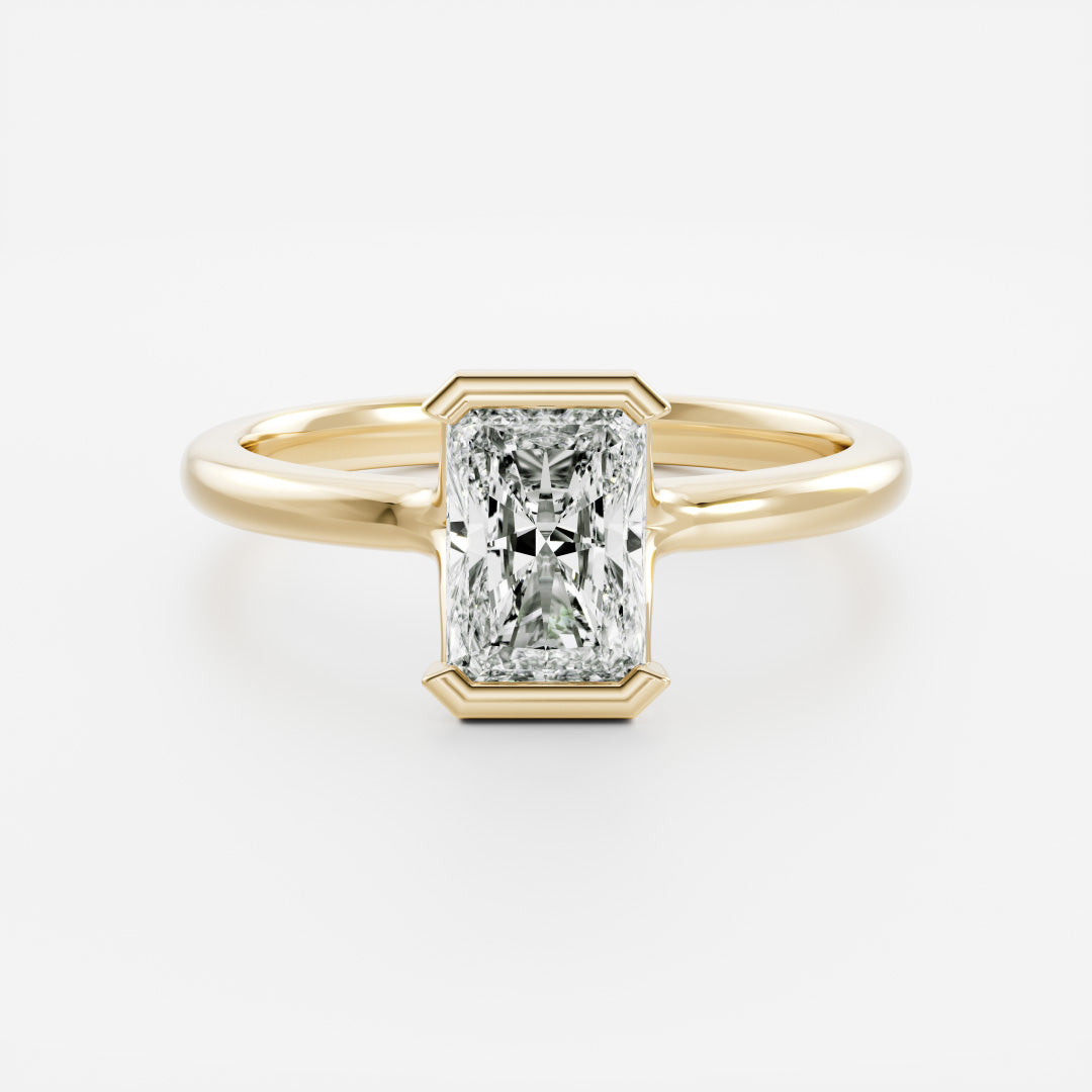 2.0CT Radiant Lab Grown Diamond Half Bezel Engagement Ring