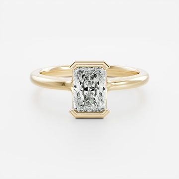 2.0CT Radiant Lab Grown Diamond Half Bezel Engagement Ring