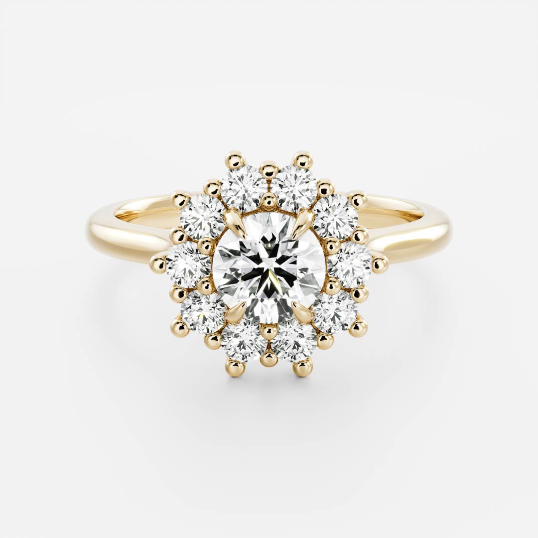 1.0CT Round Lab Grown Diamond Halo Cluster Engagement Ring