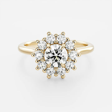 1.0CT Round Lab Grown Diamond Halo Cluster Engagement Ring