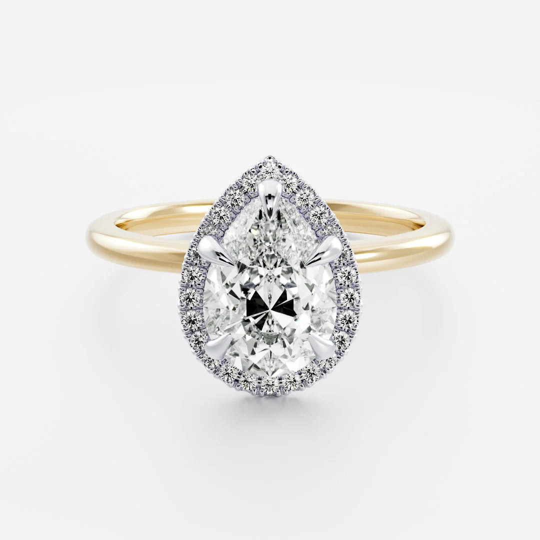 1.0CT Pear Lab Grown Diamond Halo Solitaire Engagement Ring
