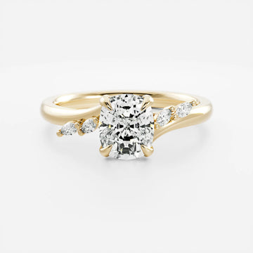 2.0CT Elongated Cushion Lab Grown Diamond With Marquise Accents Engagement Ring