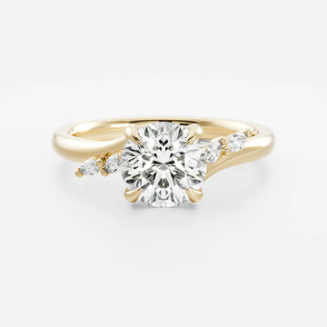 2.0CT Round Lab Grown Diamond With Marquise Accents Twisted Band Engagement Ring