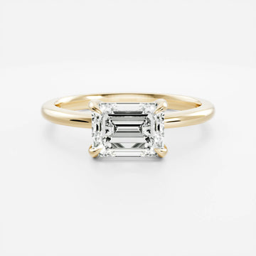 1.0CT East West Emerald Cut Lab Grown Diamond Solitaire Engagement Ring