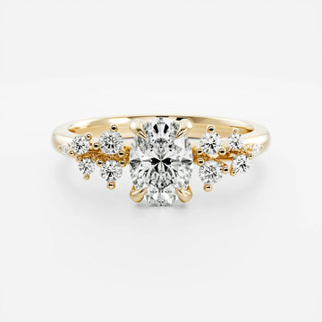 1.0CT Oval Lab Grown Diamond Cluster Vintage Style Engagement Ring
