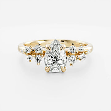 1.0CT Pear Lab Grown Diamond Cluster Vintage Style Engagement Ring