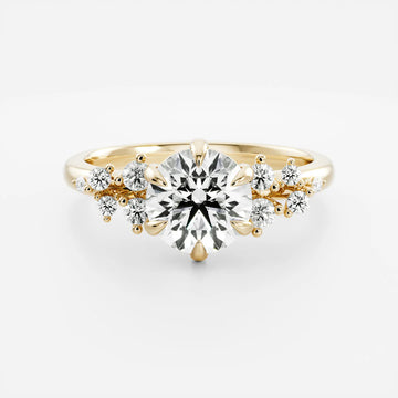 1.0CT Round Lab Grown Diamond Cluster Vintage Style Engagement Ring