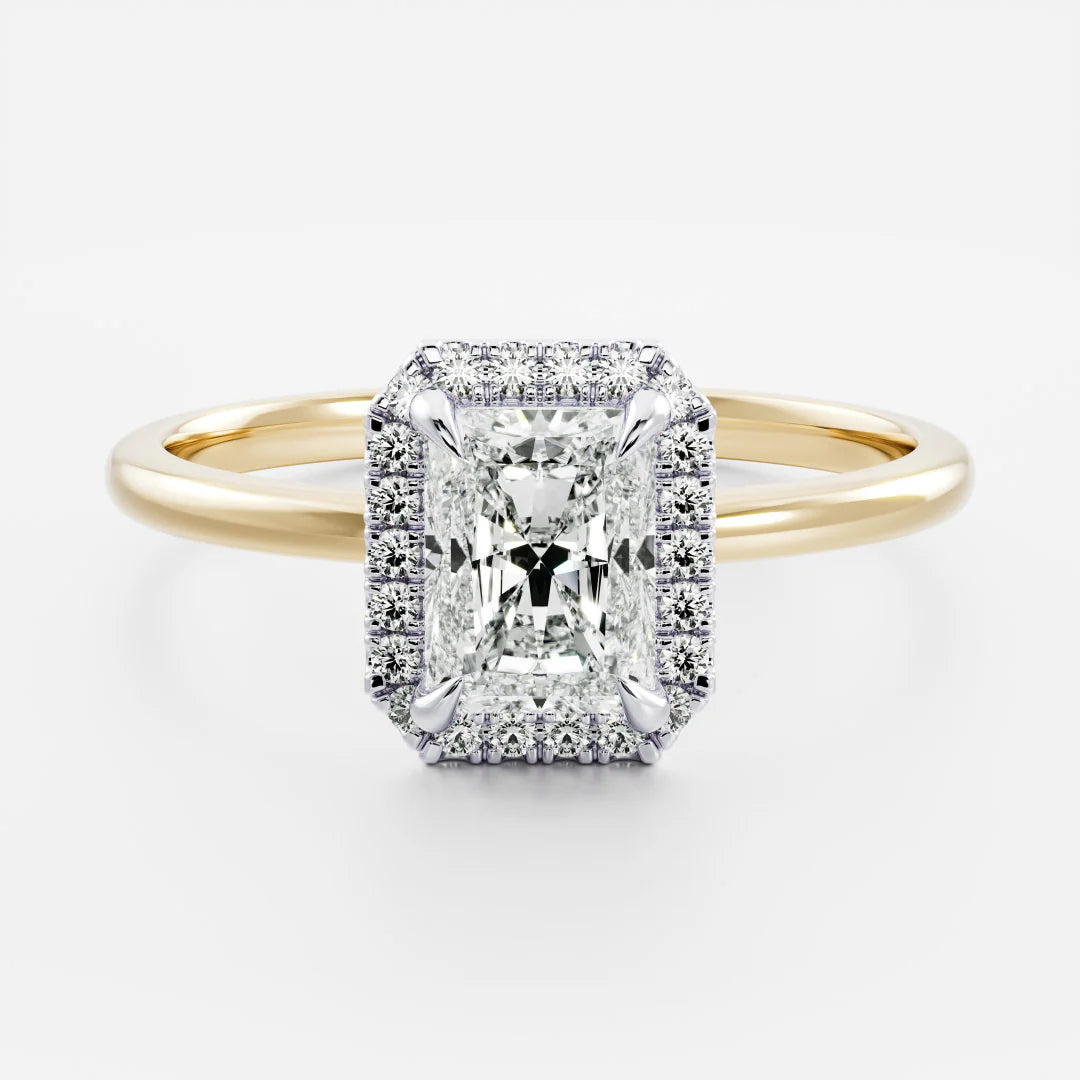 2.0CT Radiant Lab Grown Diamond Halo Solitaire Engagement Ring
