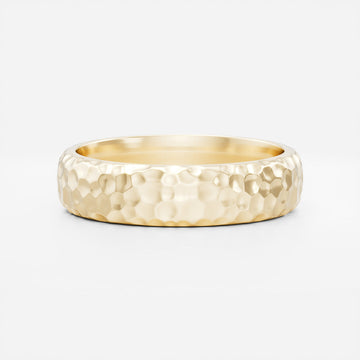 14K Solid Gold Hammered Men's Wedding Band