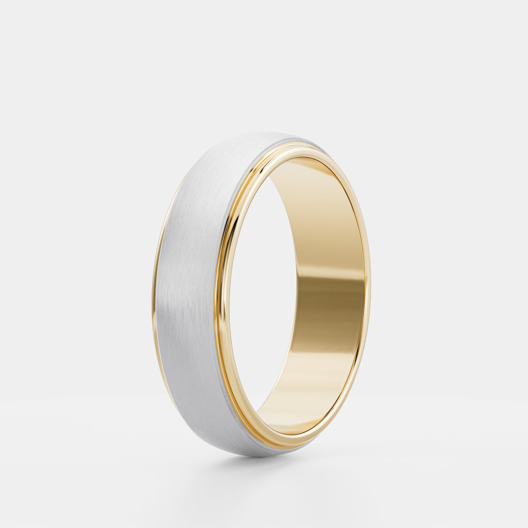 18K Solid Gold Brushed Finish Comfort Fit Men's Wedding Band