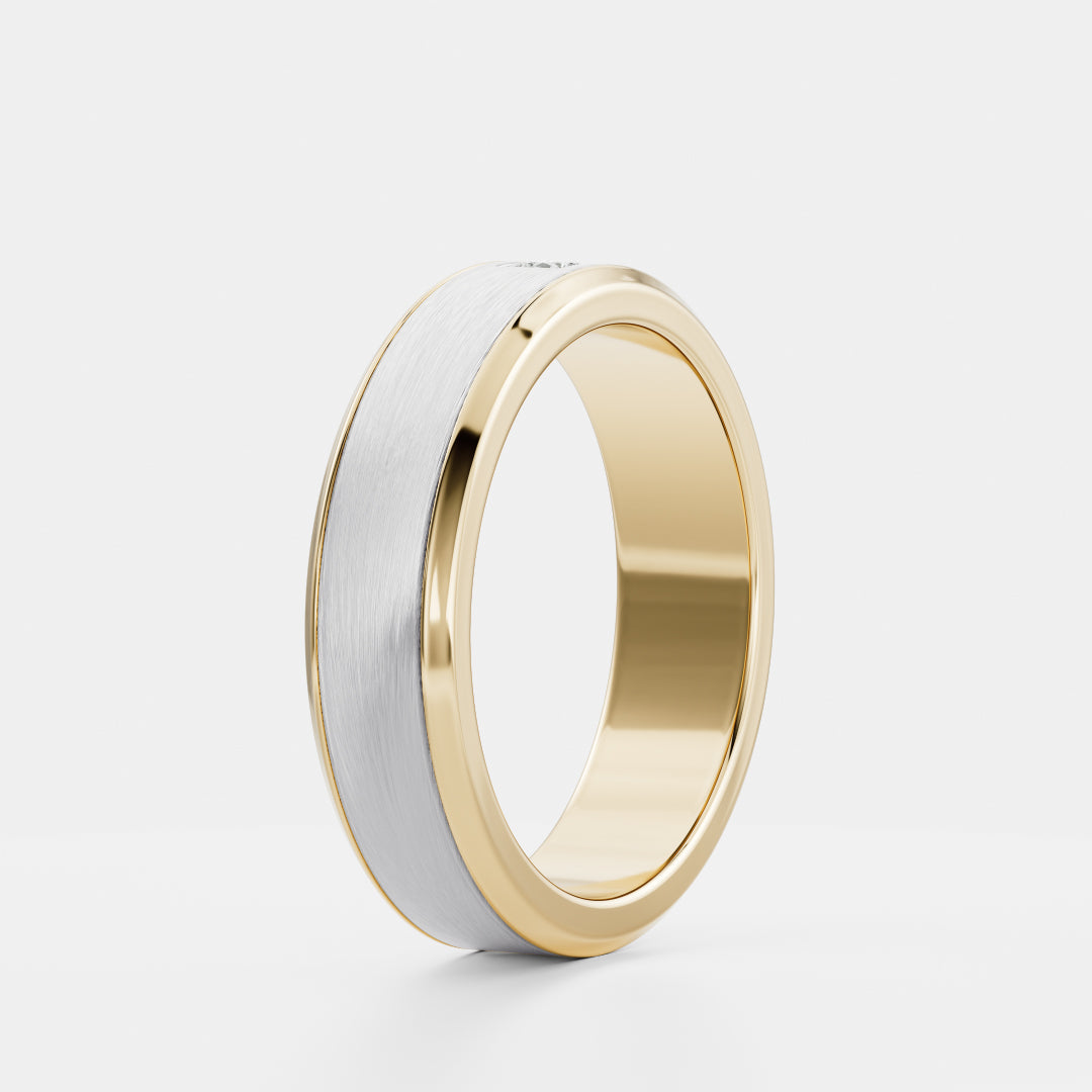 Round Lab Grown Diamond Brushed Finish Men's Wedding Band
