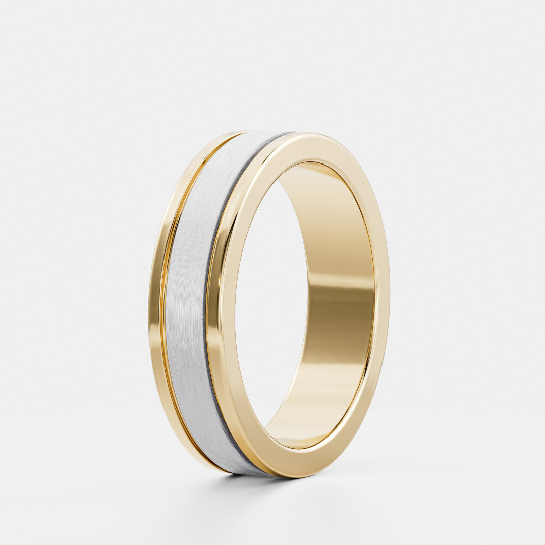14K Solid Gold Comfort Fit Brushed Finish Men's Wedding Band