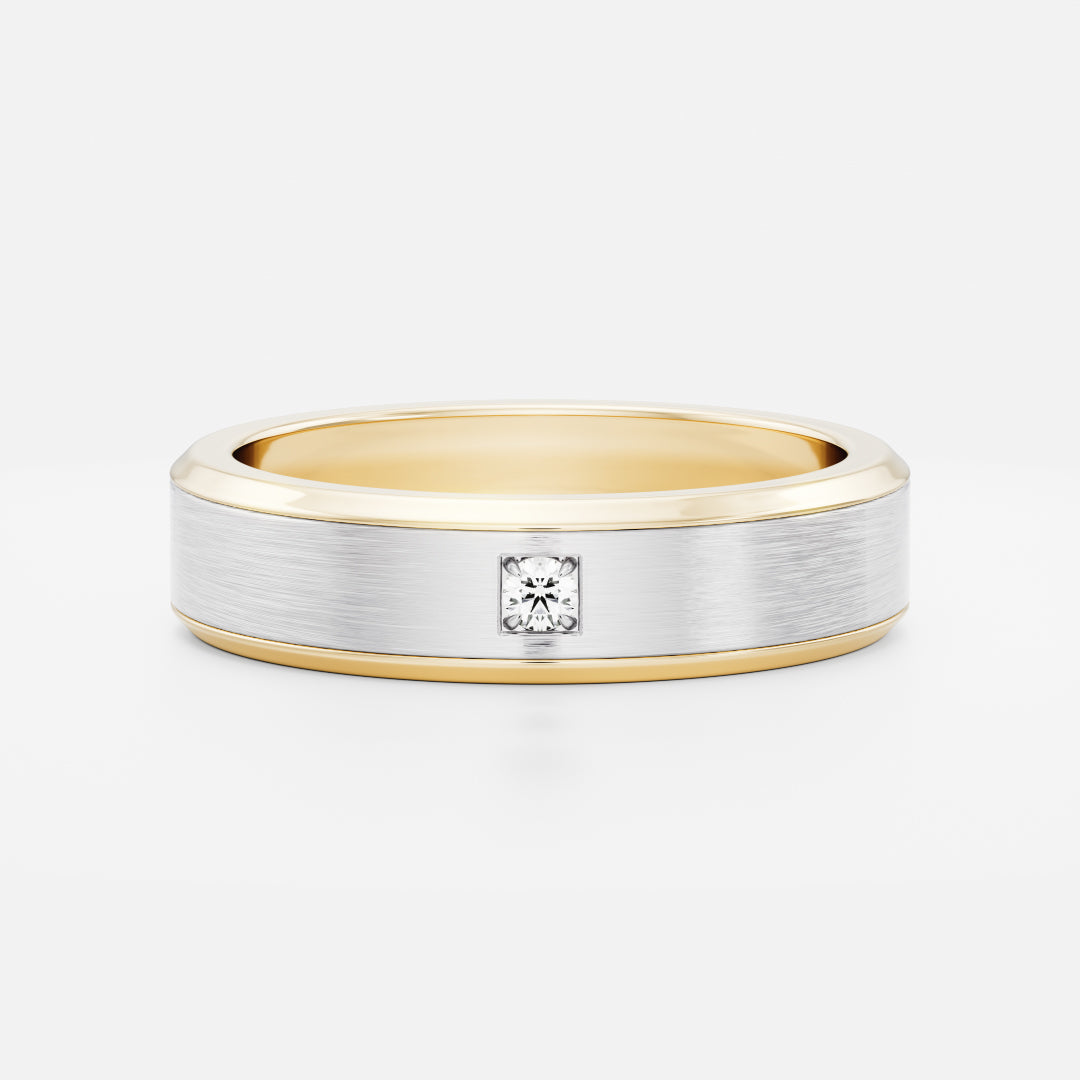 Round Lab Grown Diamond Brushed Finish Men's Wedding Band