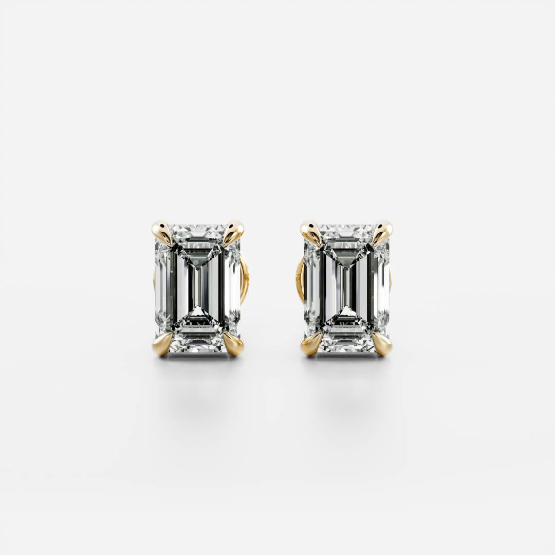 Emerald Cut Lab Grown Diamond Stud Earrings