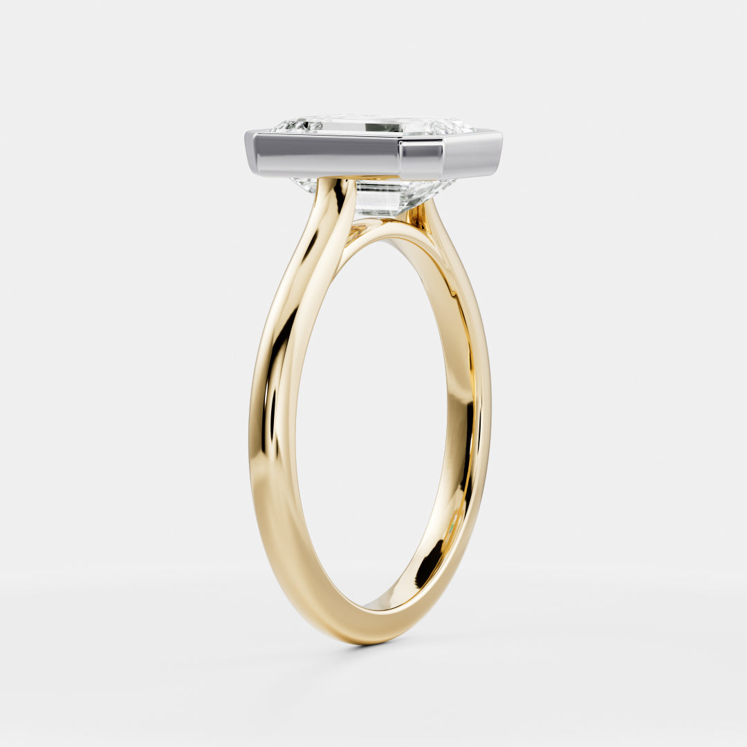 The Audrey Ring - Emerald Bezel Solitaire