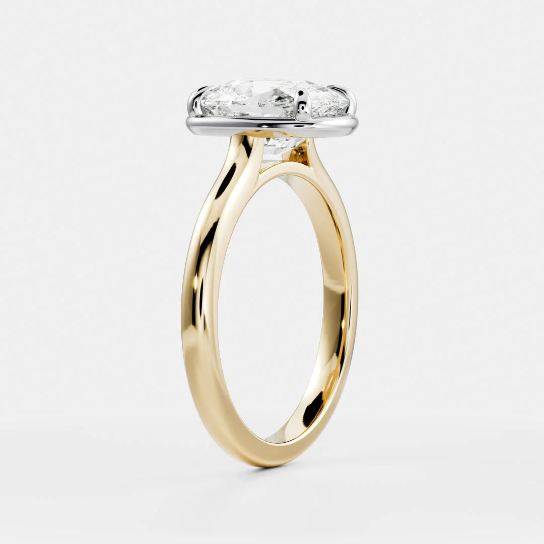 1.50CT Bezel Set Elongated Cushion Cut Lab Grown Diamond Solitaire Engagement Ring