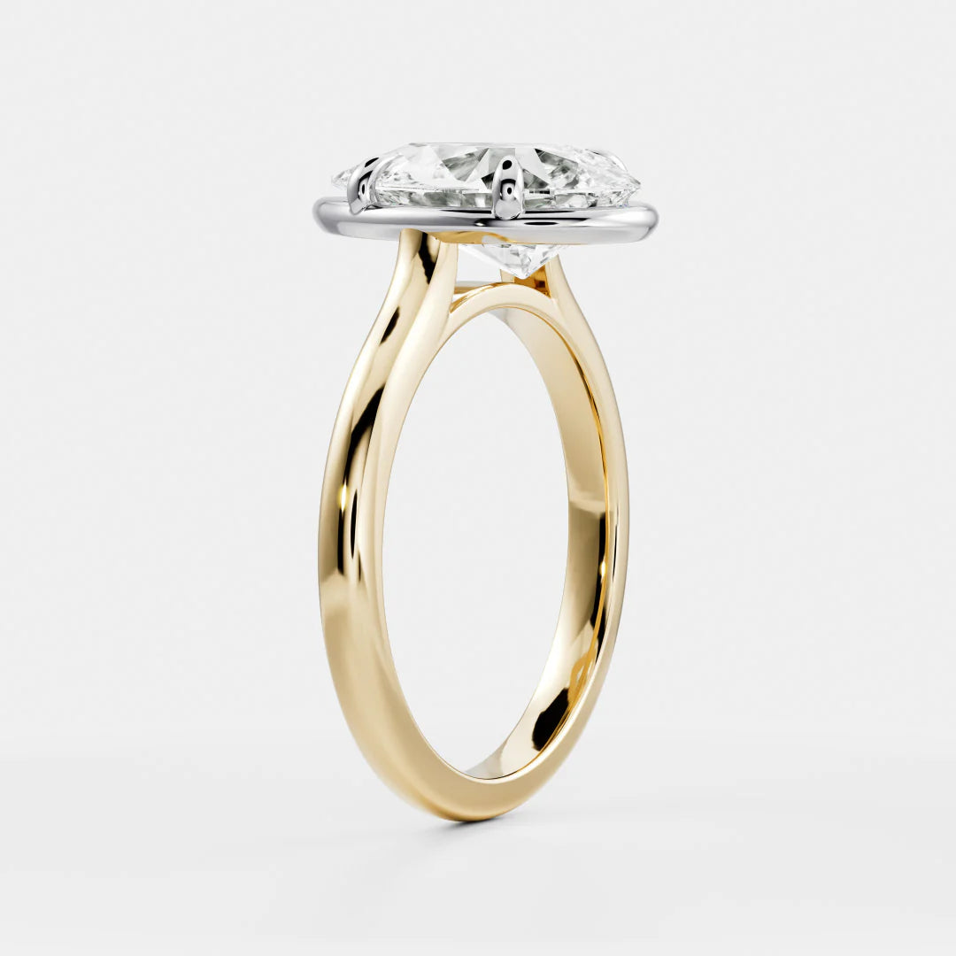 2.50CT Bezel Set Pear Cut Lab Grown Diamond Solitaire Engagement Ring